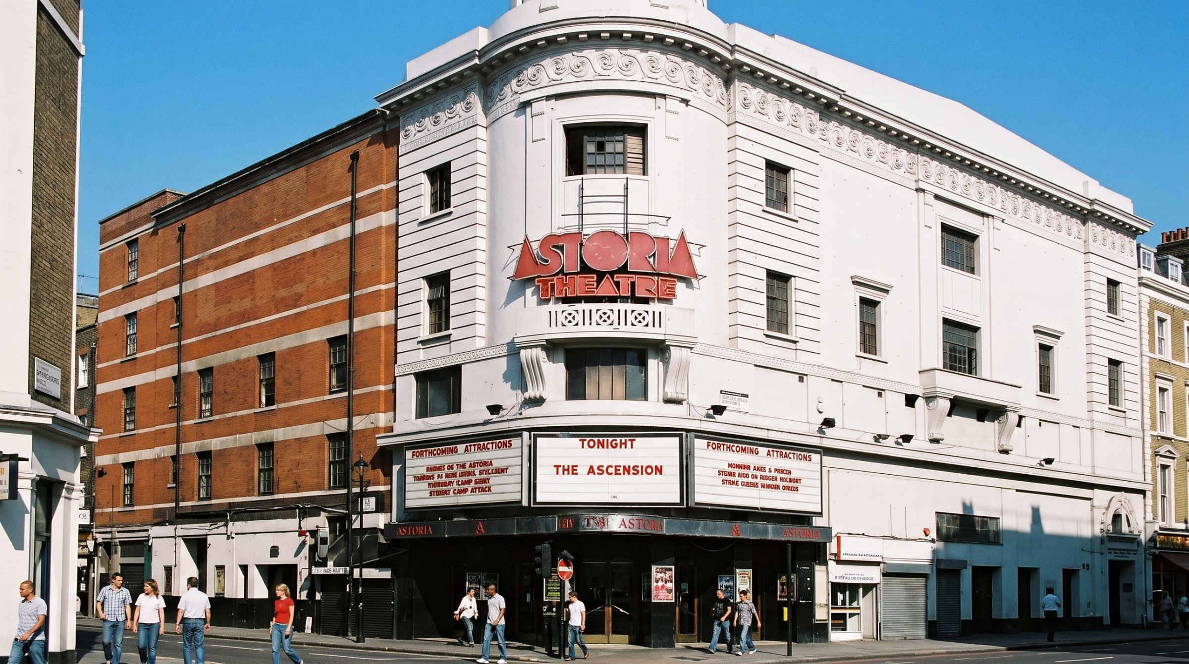 The Astoria on Charing Cross Road, its marquee reading Tonight: The Ascension.
