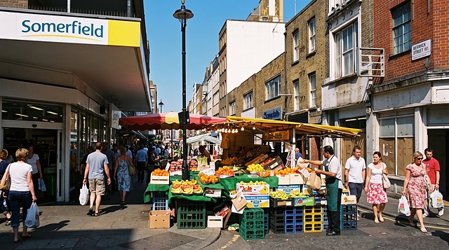 Berwick Street: The market and Somerfield.