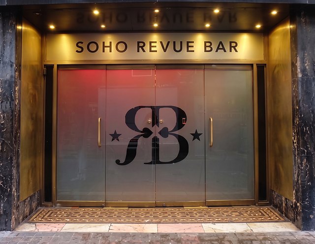 Walker's Court: The Soho Revue Bar door.