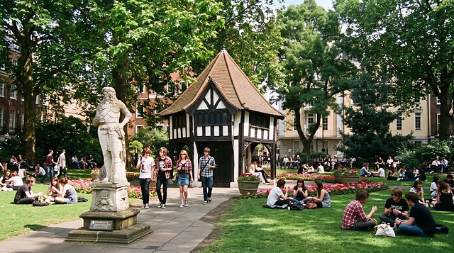 Soho Square: the garden and the hut.